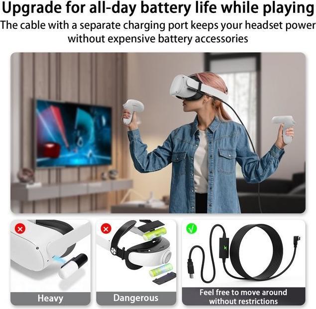Produktbild MU Classic VR Link Kabel mit USB Typ-C Ladeanschluss Meta Quest 3/3S Series