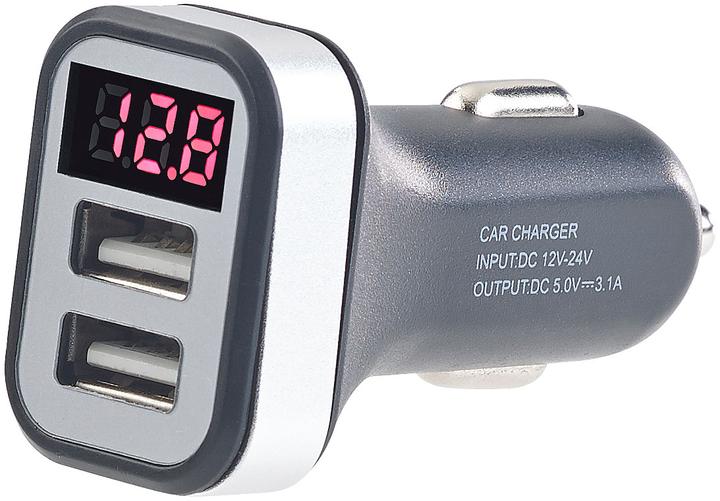 Image du produit Revolt Chargeur USB pour voiture avec avertisseur de tension & écran LED