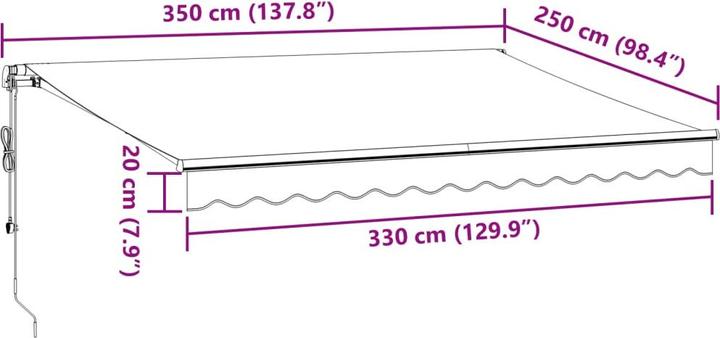 Actual product image VidaXL Markise Gelenkarmmarkise Sonnenmarkise Balkon Automatisch 350x250cm (3.50 m)