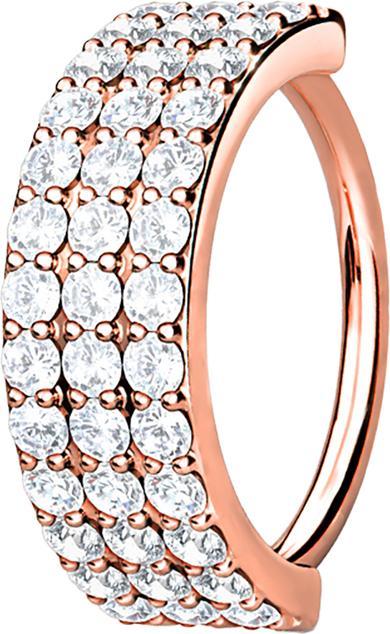 Produktbild Star Piercing Micro Piercing Ring rosegold drei linien mit Kristallen (Messing, Chirurgenstahl 316L)
