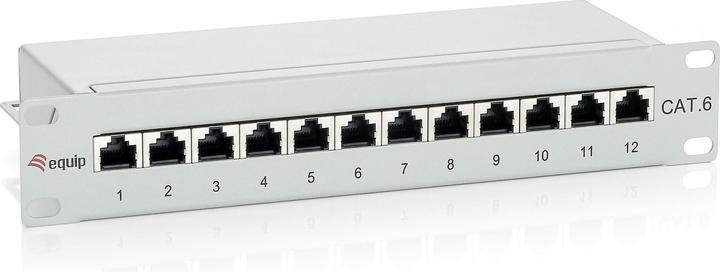 Actual product image equip 10" patch panel: 12 port, 1U, gray