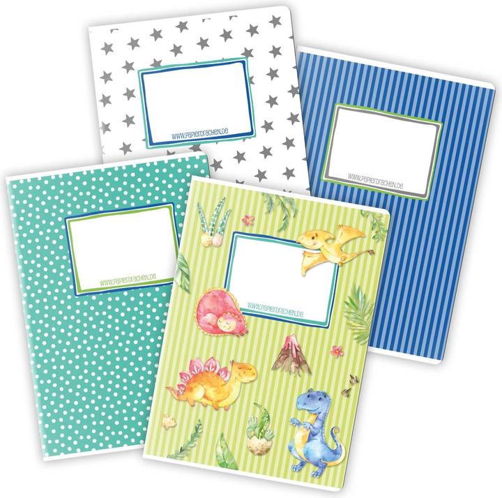 Produktbild Papierdrachen Schulhefte 4er Set DIN A5 - Dino (VE 4) (A5, Kariert, Kein Einband)