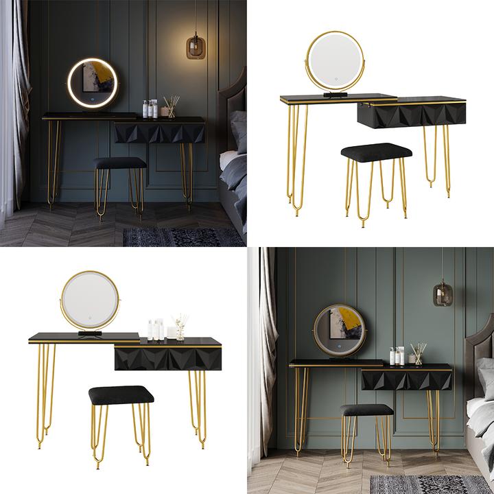 Actual product image Vicco Bella with stool and lighting (120 x 37 x 76 cm)