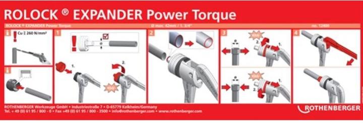 Actual product image Rothenberger Expander ROLOCK® Expander Power Torque Expander heads up to 42 mm (1 3/4″) 1.0 kg (400 mm)