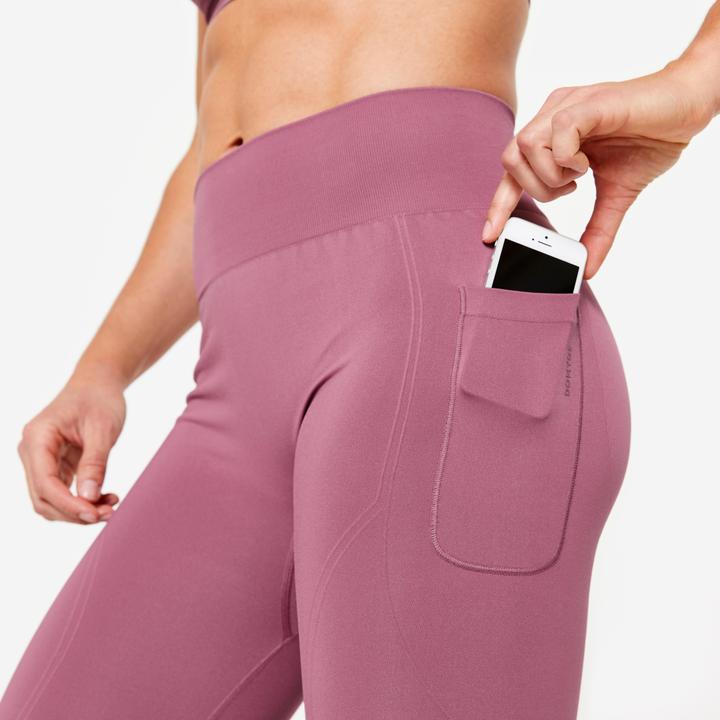 Produktbild Domyos Sportleggings Damen hoher Taillenbund Push-up - lila (L)