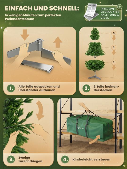 Immagine prodotto Artitree Albero di Natale da 150 cm con supporto in legno FSC (150 cm)