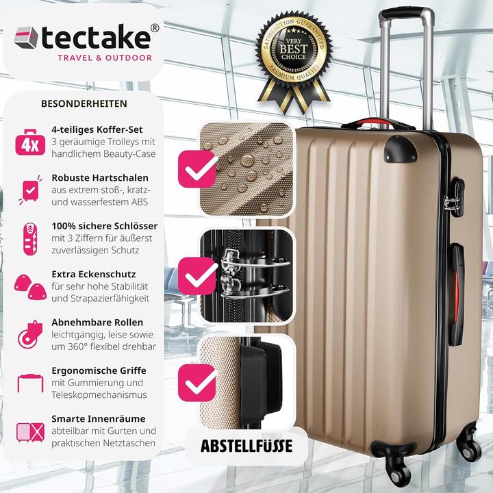 Actual product image tectake 800763 Suitcase set 4-pcs, champagne | No. 403411 (90 l, M (50 - 90l), L (90 - 115l), XL (from 140l))