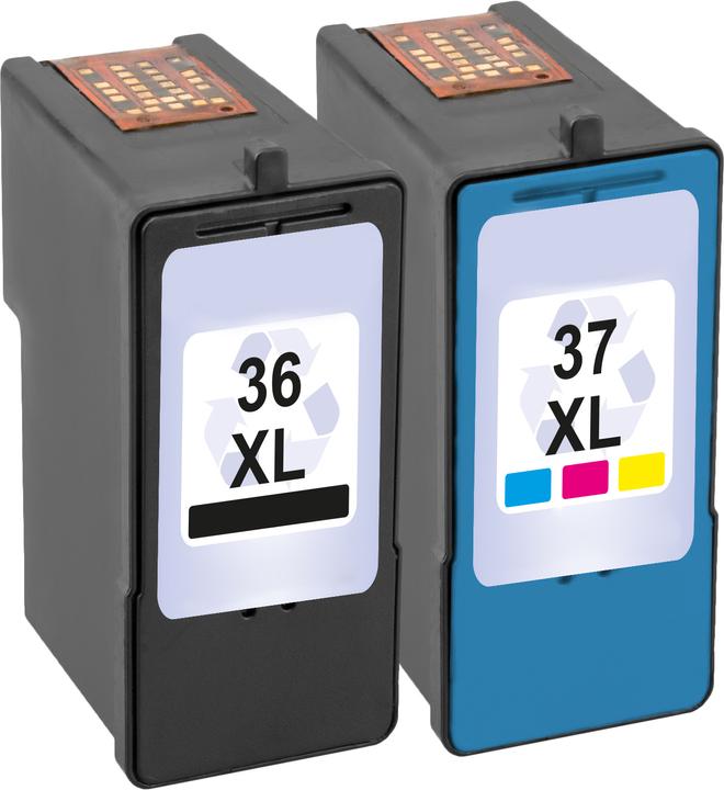 Produktbild Plutoos Lexmark 36 & 37 XL Patronen XXL kompatibel, 2er Set BK+CL