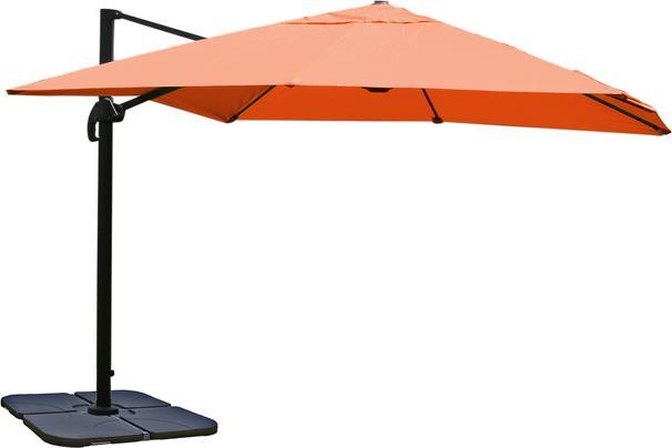 Produktbild Mendler Gastronomie-Ampelschirm, Sonnenschirm 3x3m (Ø4,24m) Polyester Alu/Stahl 23kg, terrakotta mit Ständer (3 m)