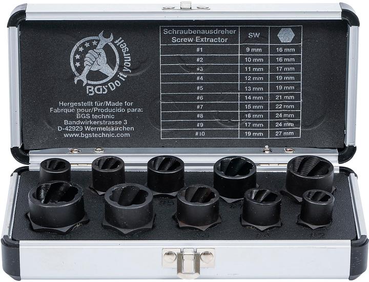 BGS Spiral-Profil-Steckschlüssel-Satz / Schraubenausdreher SW 9 - 19 mm 10-tlg.