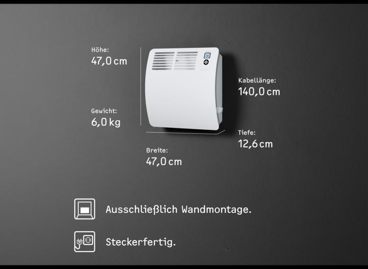Produktbild Stiebel Eltron CON 10 Premium, 1 kW Wandkonvektor für ca. 12 m², VDE geprüft (1000 W)