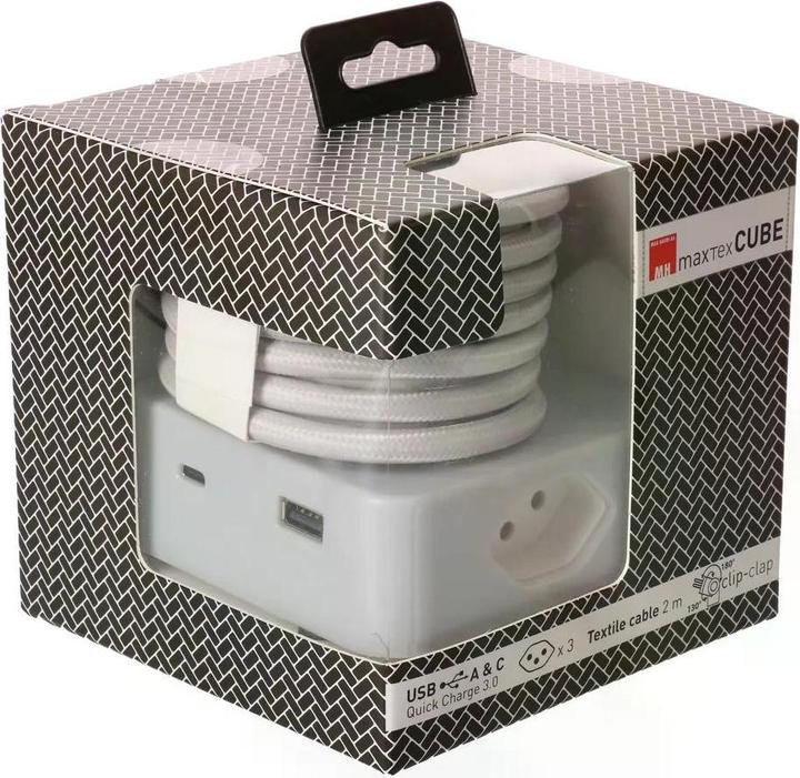 Actual product image Max Hauri Cube (3 x, Type 13, USB-A, USB-C, 2 m)