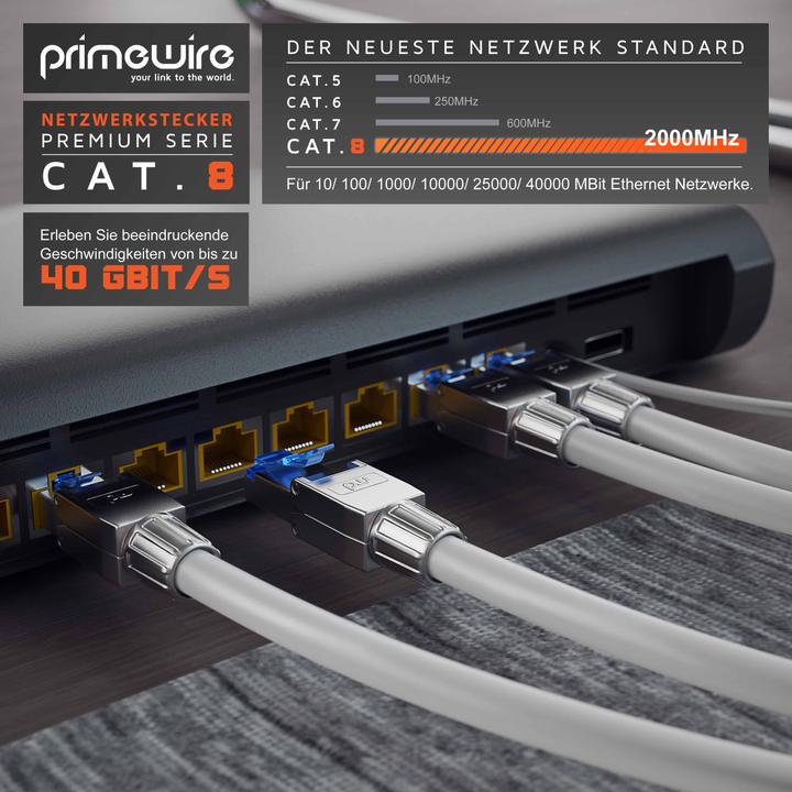 Actual product image Primewire 8x network connector field-terminable RJ45 CAT 8, connector CAT8 for LAN cable network cable (0.05 m)
