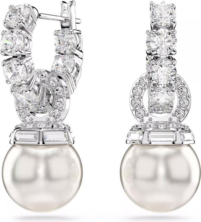 Actual product image Swarovski Matrix Drop Ohrhänger Kristallperle Rundschliff Weiss (Swarovski Metal)