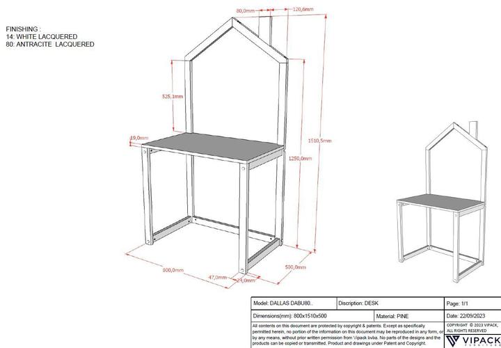 Actual product image Vipack Desk Dallas