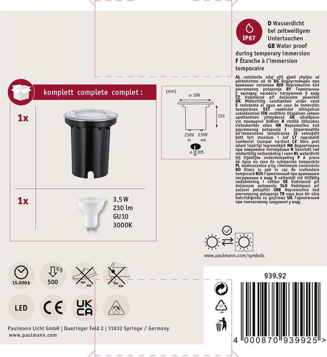 Produktbild Paulmann Einbauleuchte Floor (230 lm, GU10, IP67)