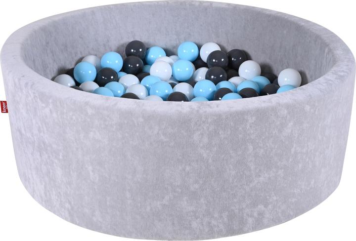 Knorrtoys Piscine à balles soft - "Grey" - 300 balls creme/grey/lightblue (ca. 6cm diamètre)