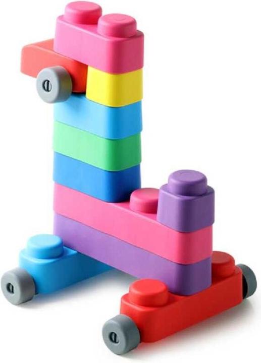 Image du produit Montessori Jouets, Jouets éducatifs, Blocs souples et roues - 15 blocs et 12 roues