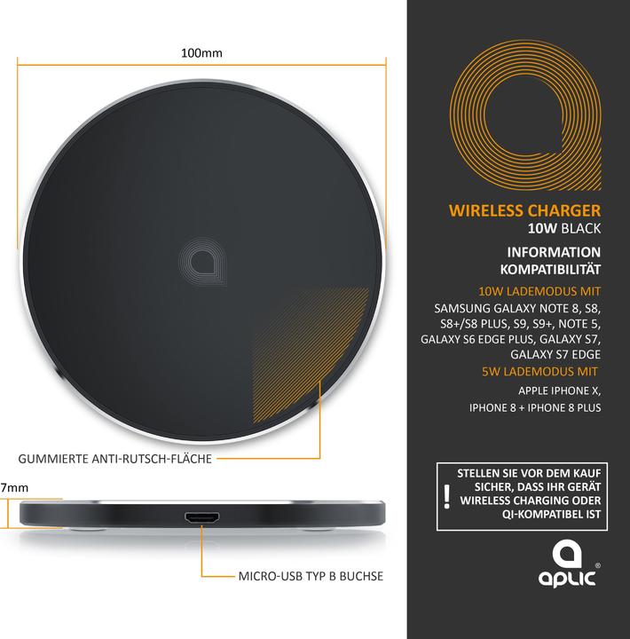 Immagine prodotto Aplic Caricatore USB QC 3.0 + caricatore wireless Qi (10 W)