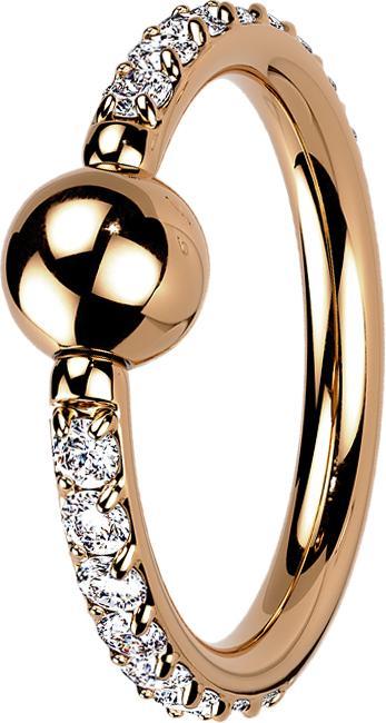 Image du produit Star Piercing Ball Closure anneau rose doré cristaux latéraux argentés (Titane G23, sans laiton)