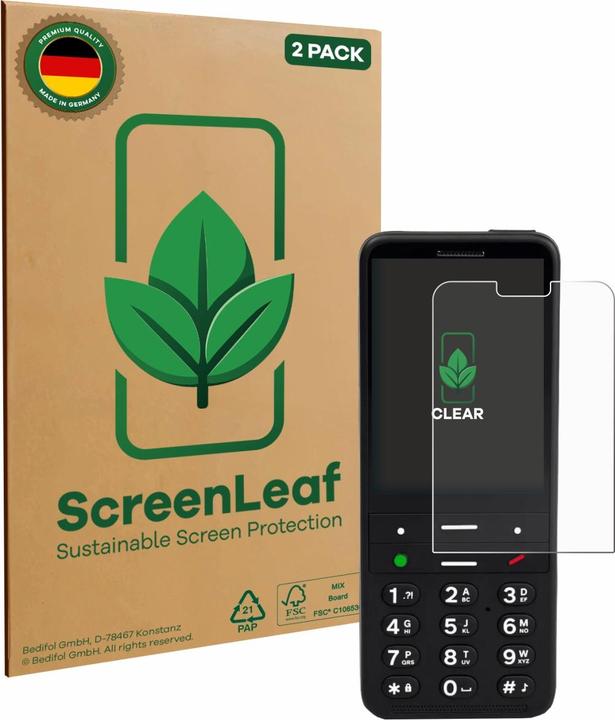 Produktbild ScreenLeaf Schutzfolie nachhaltiger Displayschutz Display Schutz Folie Klar Transparent (2 Stück, BlindShell Classic 2)