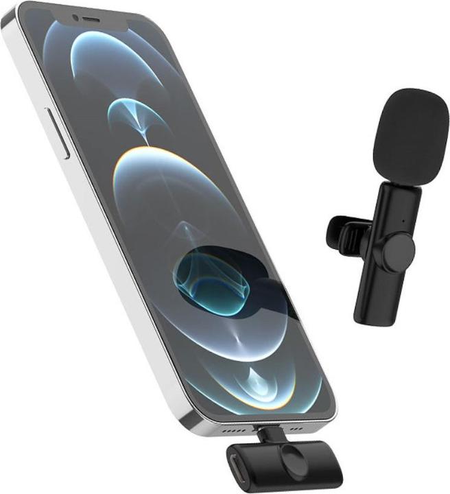 Produktbild Apfelkiste 360° Lavalier-Mikrofon mit Lightning – Kabelloses Set für Handy/Tablet (3-tlg.)