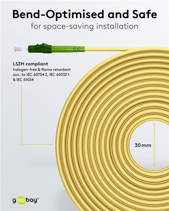Image du produit Goobay Câble à fibre optique FTTH, monomode OS2 jaune, jaune simplex, 25 m (S/UTP, CAT6, 25 m)