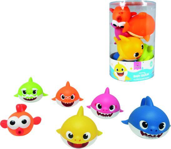Immagine prodotto ODS Baby Shark - Set PersonaggiSqualetti in PVC Morbido per Bagnetto6 pezzi in barattolo. Spruzzano l'ac