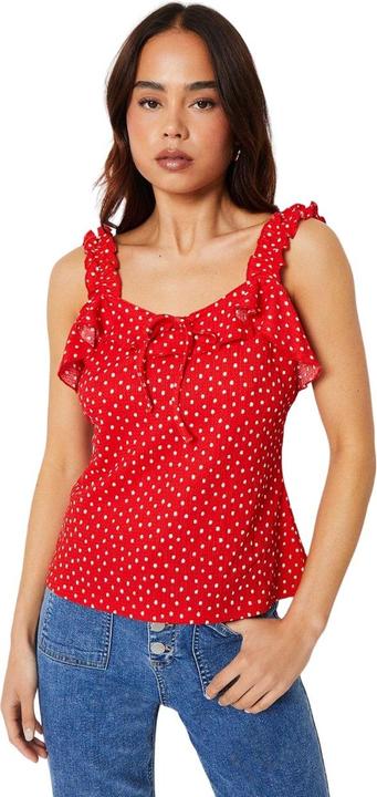 Actual product image Dorothy Perkins Womens/Ladies Polka Dot Frill Detail Petite Tank Top (S)