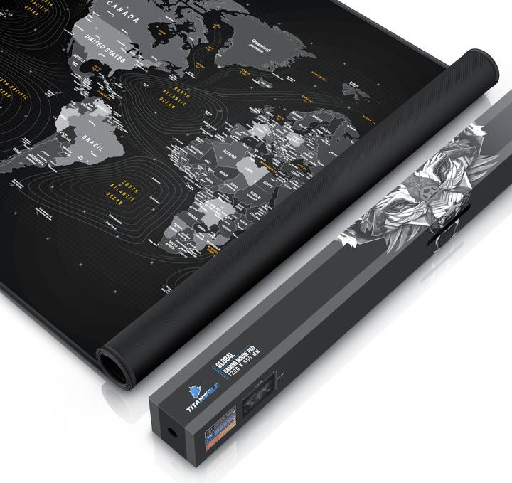 Produktbild Titanwolf Gaming Mauspad, XXXL Speed Mausmatte, Mousepad 1200 x 800 mm, Geschwindigkeit & Präzision, Weltkarte (XXL)