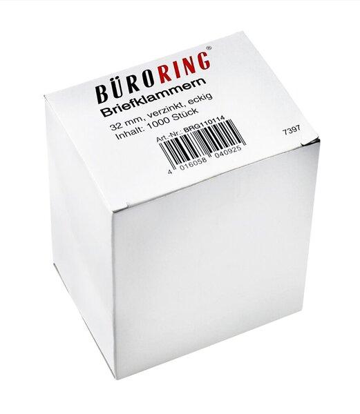 Büroring Briefklammern 32 mm, verzinkt, eckig, 1000 Stück (1000 x)