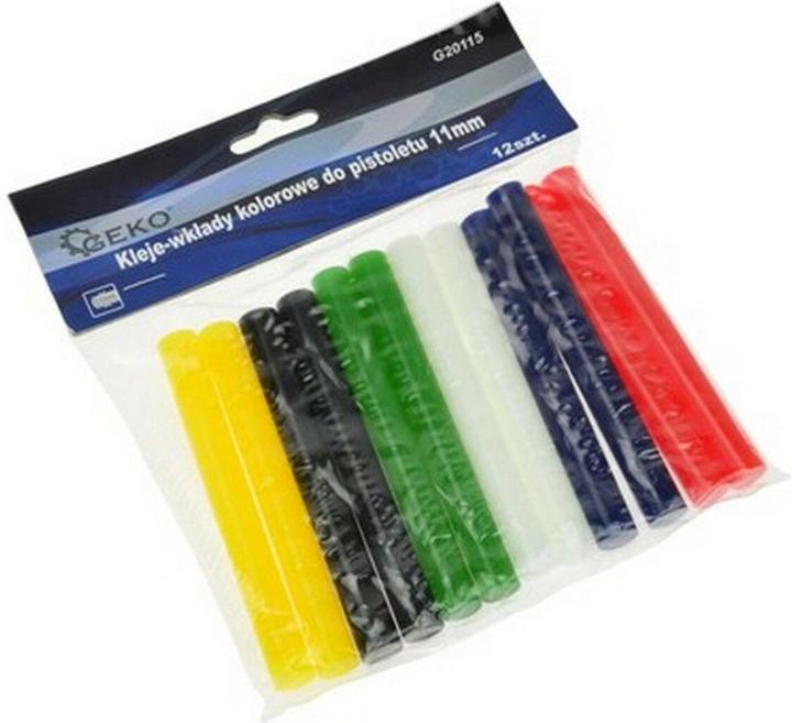 Productafbeelding GEKO Gekleurde hete lijmsticks voor hete lijmpistool 11mm 12 stuks