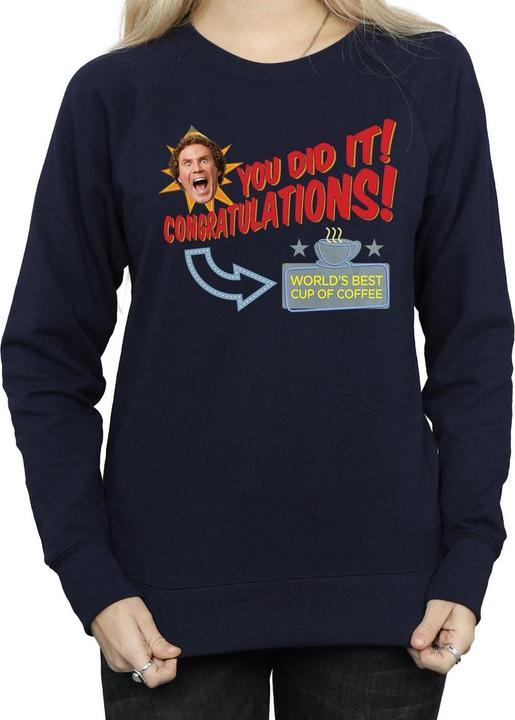 Actual product image Elf Womens/Ladies World's Best Coffee Sweatshirt (XL)