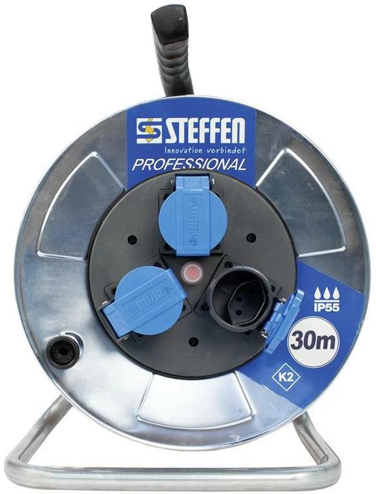 Produktbild Steffen Metall Kabelrolle PROFESSIONAL verzinkt 3xT13 IP55 EPR-PUR 3x1.5mm2 30m (30 m, 1.50 mm²)