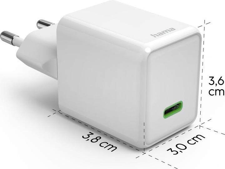 Actual product image Hama Fast charger, USB-C, PD/QC/GaN, super mini charger, 45 W, white (45 W)