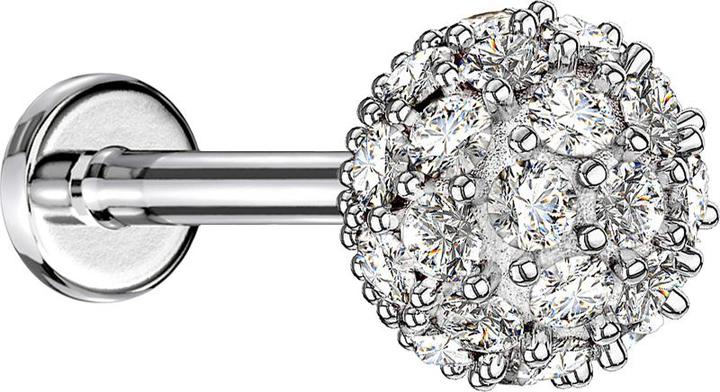 Immagine prodotto Star Piercing Micro labret filo interno argento multi sfera di cristallo (Ottone, Acciaio chirurgico 316L)