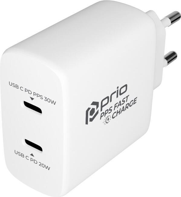 prio 50W Quick Charger 30W PD PPS (USB C) + 20W PD (USB C) white (30 W)