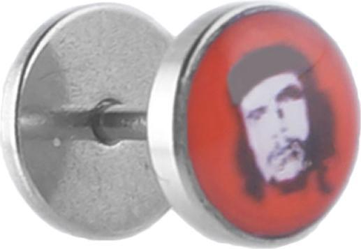 Produktbild Star Piercing Fake Plug silber mit Che Guevara (ohne Messing, Chirurgenstahl 316L)