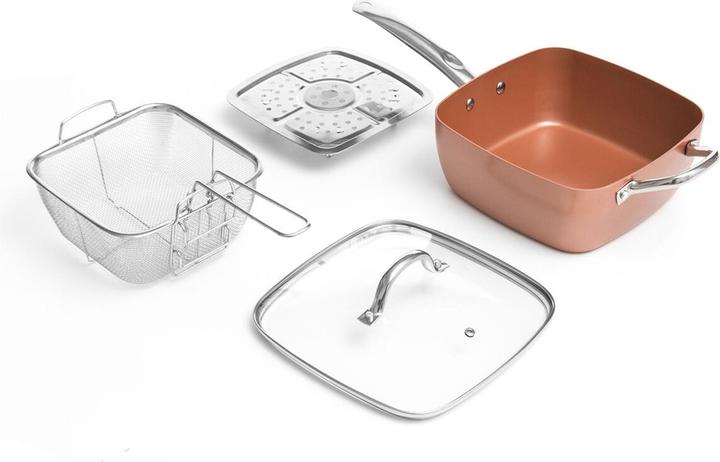Image du produit InnovaGoods Sauteuse avec accessoires - Cuivre (Cocotte + faitout, Céramique, Aluminium)