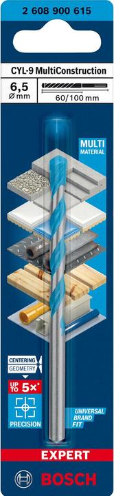 Image du produit Bosch Professional Zubehör Foret Expert CYL-9 MultiConstruction, 6,5 x 60 x100 mm, d 5,5 mm (6,5 mm)