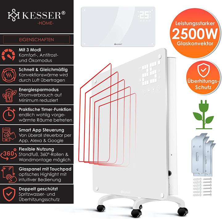 Produktbild Kesser Glaskonvektor, 2500W