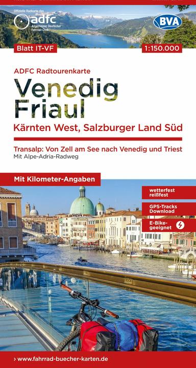 Produktbild ADFC-Radtourenkarte IT-VF Venedig, Friaul - Kärnten West, Salzburger Land Süd, 150.000, reiss- und