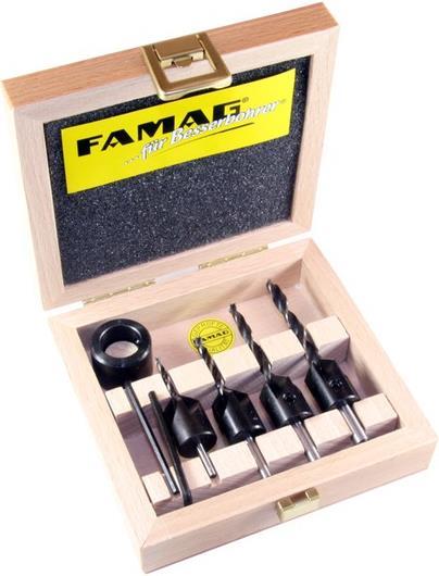 Produktbild Famag Bohrer-Senker-Satz im Holzkoffer (3 mm, 4 mm, 5 mm, 6 mm)