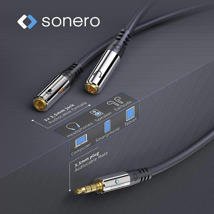 Immagine prodotto Sonero Cavo audio 3.5 mm jack - 3.5 mm jack 0.25 m (0.25 m, Connettore da 3,5 mm (AUX))