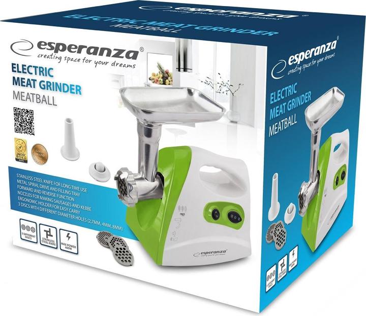 Actual product image Esperanza Shaver for grinding meat Meatball EKM012G (600W, green color, white)