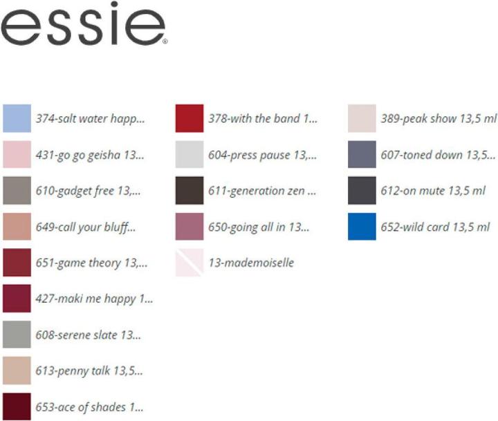 Nutritional values and ingredients Essie Nail polish (5 Allure, Colour paint)