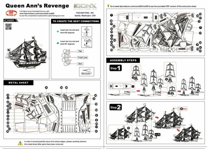 Actual product image Metal Earth ICONX Queen Anne's Revenge
