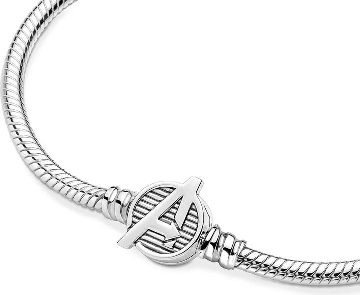 Actual product image Pandora Moments Marvel The Avengers Logo Snake Chain Bracelet (21 cm, Silver 925)