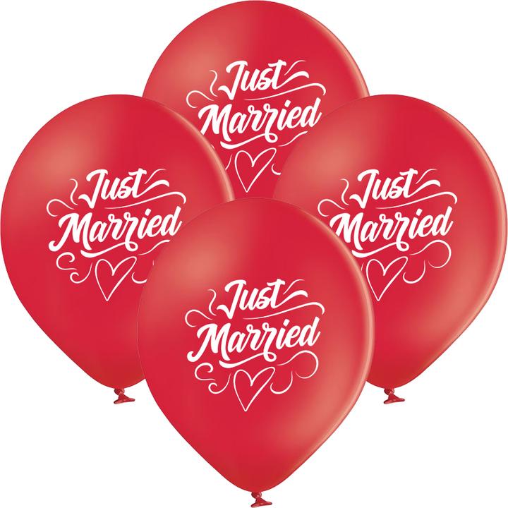Actual product image bonacker ballonversand Just Married balloons red - premium quality made from natural rubber