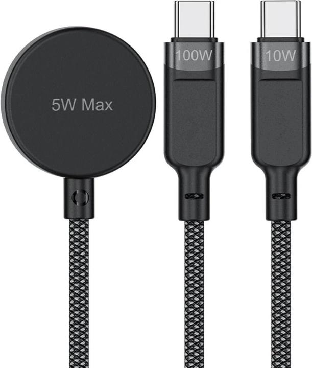 Produktbild Acefast C6-11 USB-C 3in1 Cable - 2x USB-C / Qi 480Mb/s 100W 1.2m - black (1.20 m, USB 3.2 Gen 2)